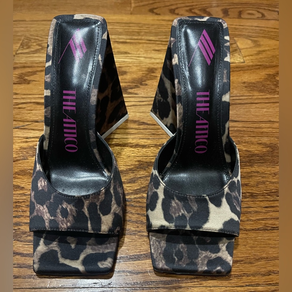 The Attico Leopard Print Square-Toe Mules